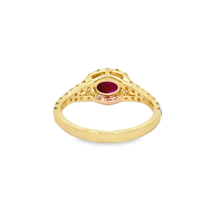 0.80 CT Oval Ruby & 0.55 CTW Diamond Ring – 14K Yellow Gold