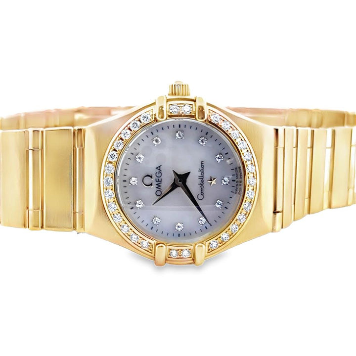 Omega Ladies' 18K Yellow Gold Watch with Diamond Bezel and Dial