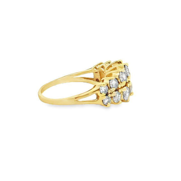 1.80 CTW Diamond 14K Yellow Gold Two-Row Split Shank Ring