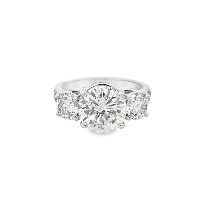3.02 CT Round Brilliant Diamond Three-Stone Engagement Ring in 14K White Gold