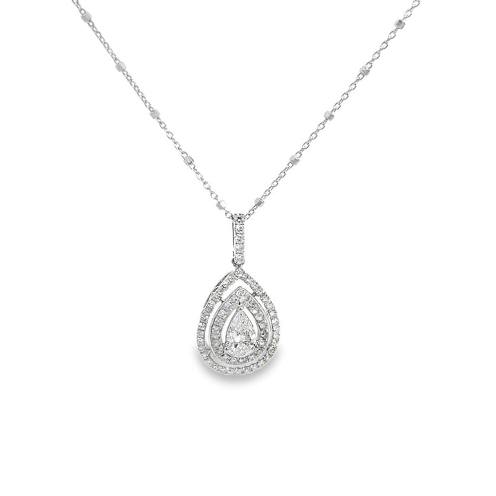1.22 CTW Diamond Pear Shape Pendant Necklace in 18K White Gold