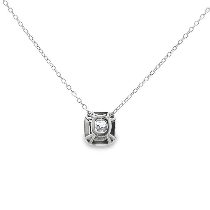 1.08 CTW Cushion Diamond Platinum Pendant Necklace