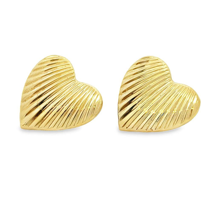 Pre-Owned 14K Yellow Gold Italian Heart Earrings – 19mm
