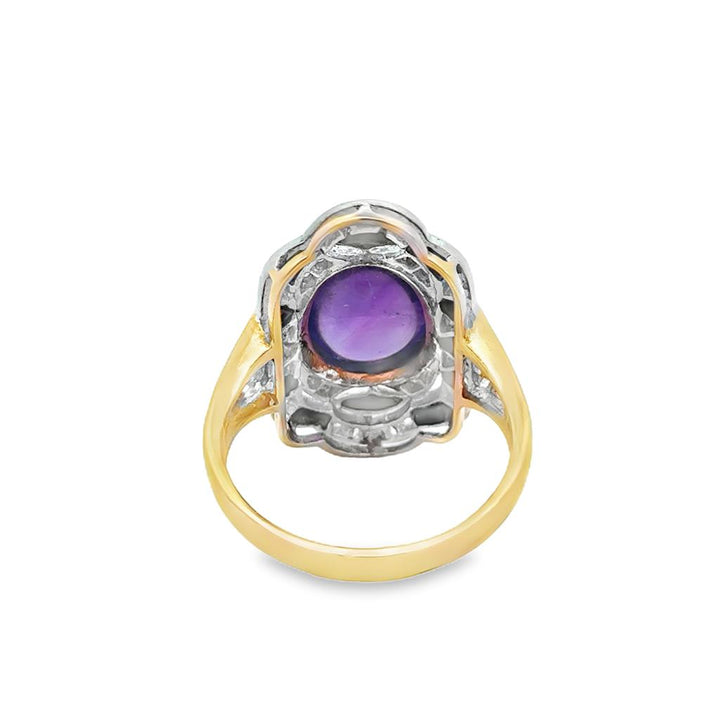 Pre-Owned Cabochon Amethyst, Onyx & Diamond 14K Two-Tone Ring