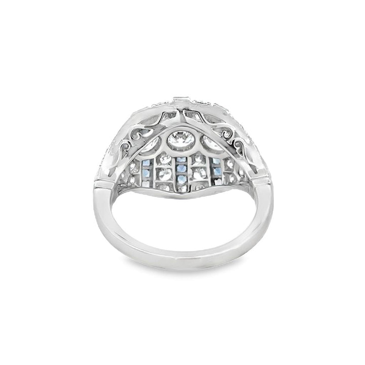 1.40 CTW Diamond & 0.62 CTW Step-Cut Sapphire Platinum Vintage-Inspired Ring