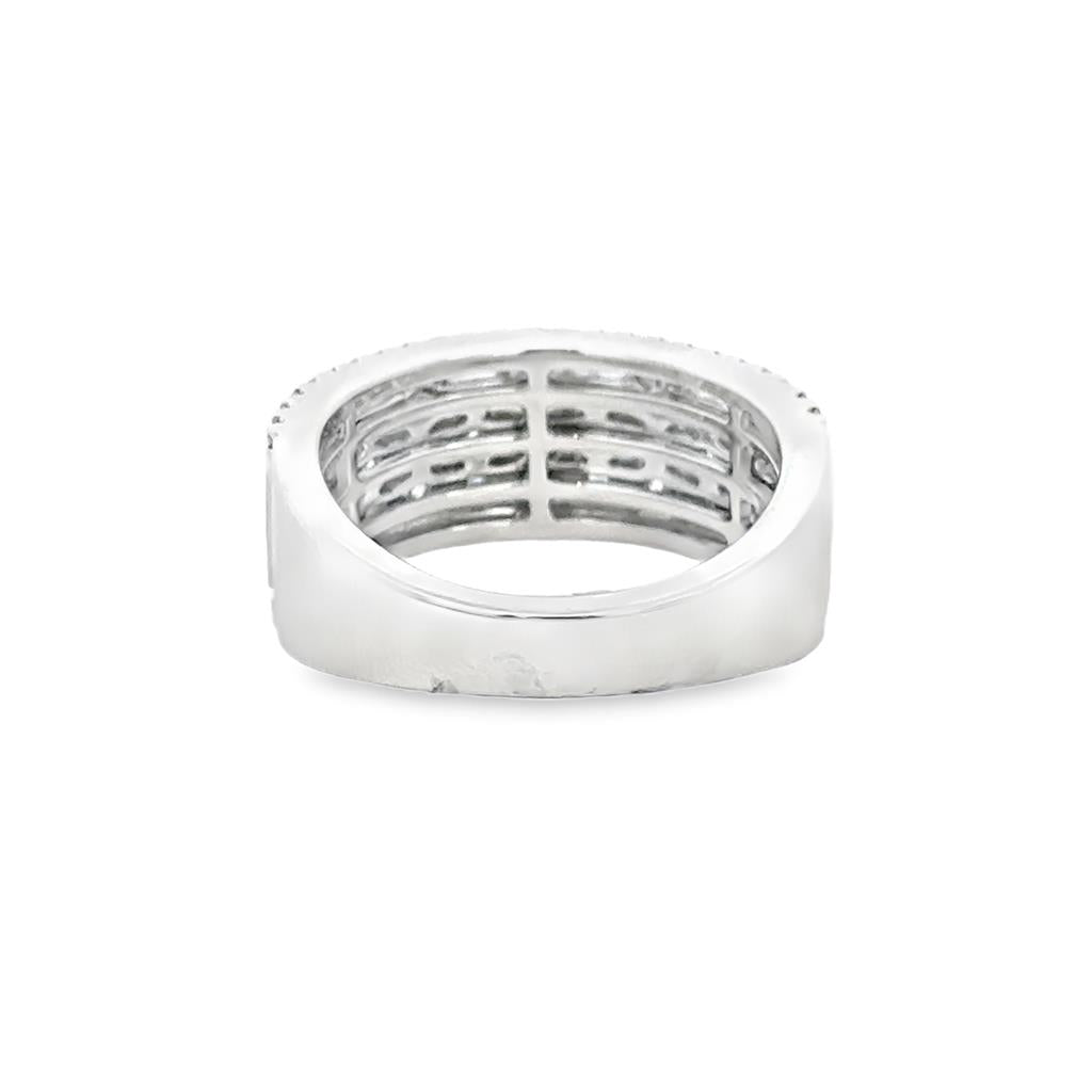 1.43 CTW Diamond Baguette and Round Wide Band Ring in 14K White Gold