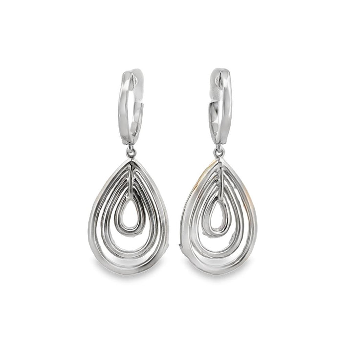 2.15 CTW Diamond Drop Earrings in 18K White Gold – 1.5" Long