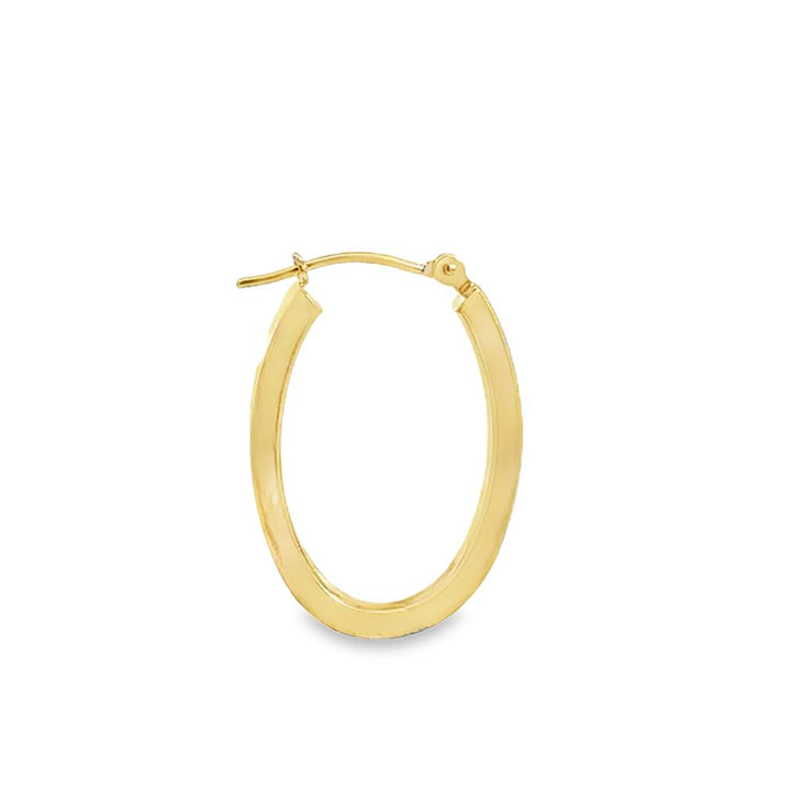 14K Yellow Gold Elongated 1" Hoop Earrings