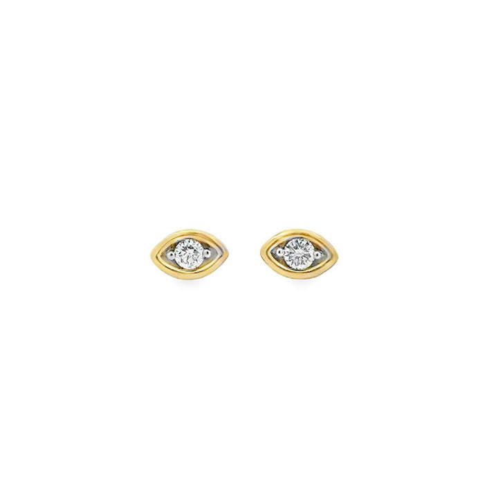 0.10 CTW Diamond Marquise Setting 14K Yellow Gold Tiny Stud Earrings