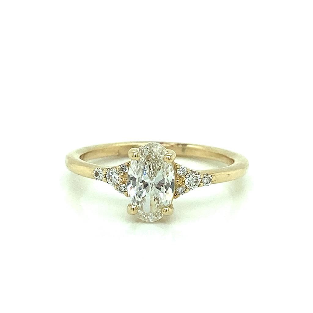 0.70 CT Oval G Si2 Diamond 0.28 CTW 14K Yellow Gold Engagement Ring