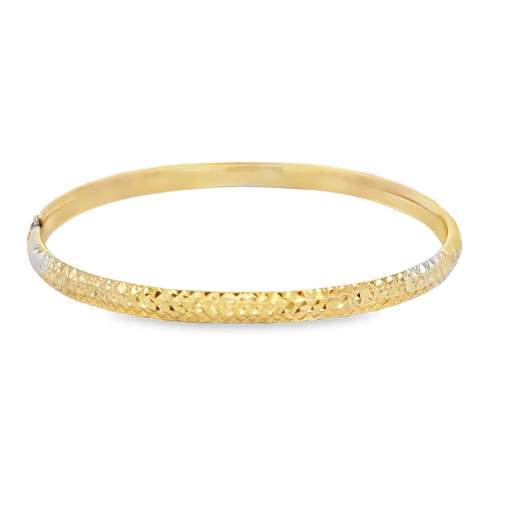 Pre-Owned 14K Yellow Gold 4.5mm Textured Hinged Bangle Bracelet