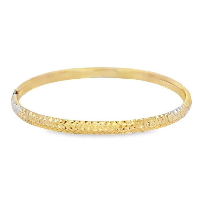 Pre-Owned 14K Yellow Gold 4.5mm Textured Hinged Bangle Bracelet
