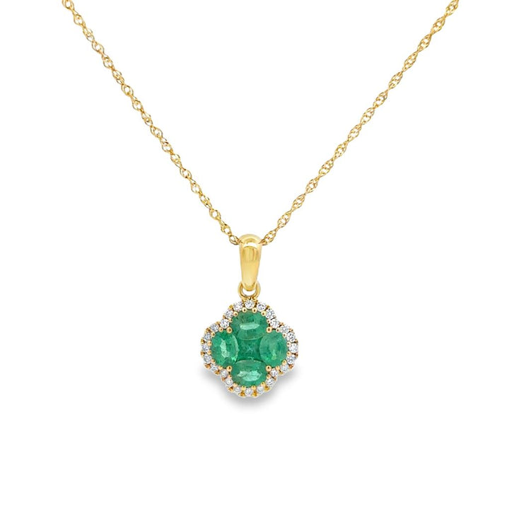 0.67 CTW Emerald & 0.12 CTW Diamond 11mm Pendant in 14K Yellow Gold