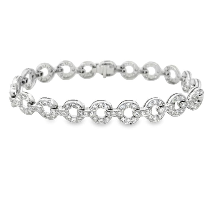 3.50 CTW Diamond Round Link Bracelet in 18K White Gold