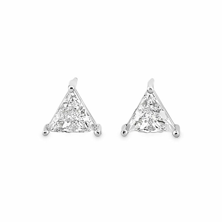 1.41 CTW Trillion Cut Diamond Stud 14K White Gold Earrings