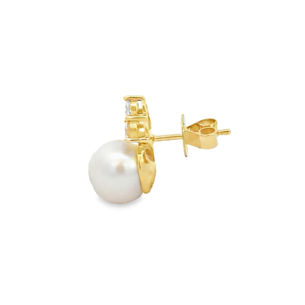 0.53 CTW Diamond & 9mm Akoya Pearl 14K Yellow Gold Earrings
