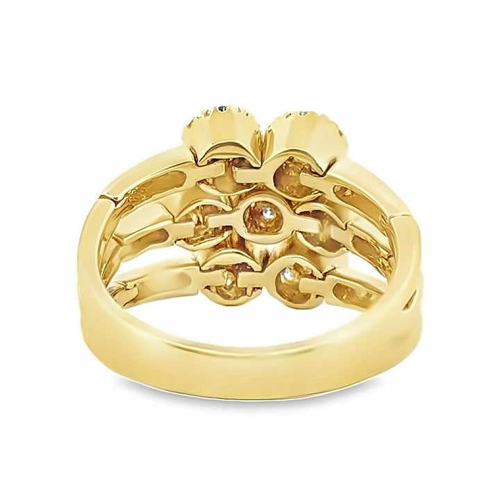 0.70 CTW Round Diamond 14K Yellow Gold Cluster Ring