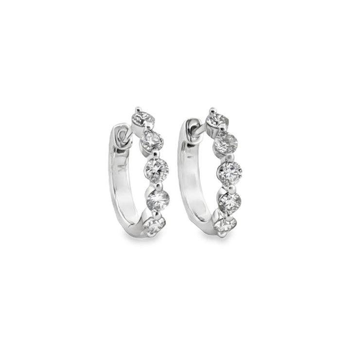 1.00 CTW Diamond Hoop Earrings in 14K White Gold – 15mm