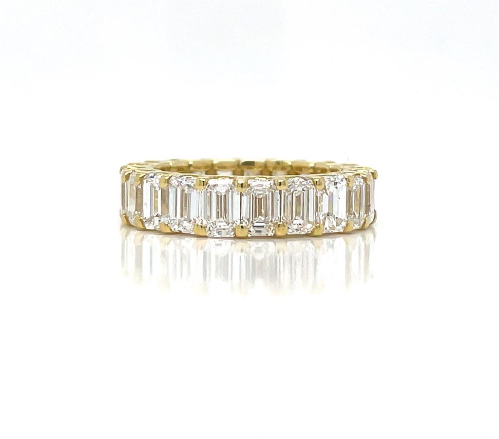 6.19 CTW Emerald-Cut Diamond 18K Yellow Gold Eternity Band