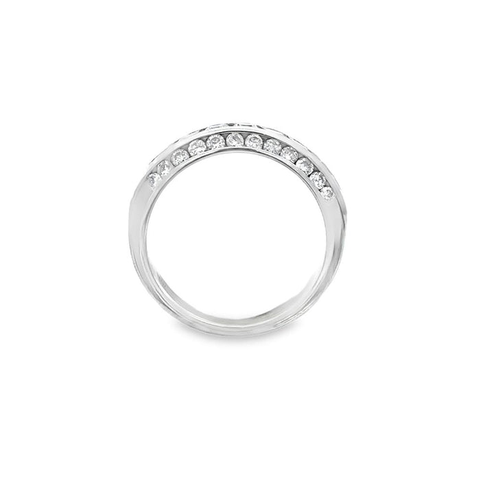 0.85 CTW Diamond Three-Row Band Ring in 14K White Gold