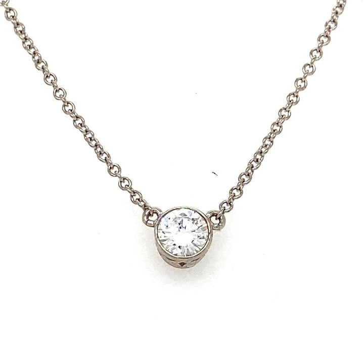 0.33 CT Round Solitaire Diamond 14K White Gold Necklace