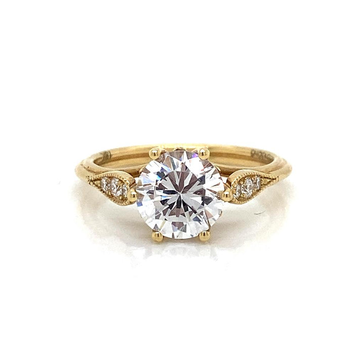 Vintage Inspired Engagement Semi-Mount Ring in 18K Gold
