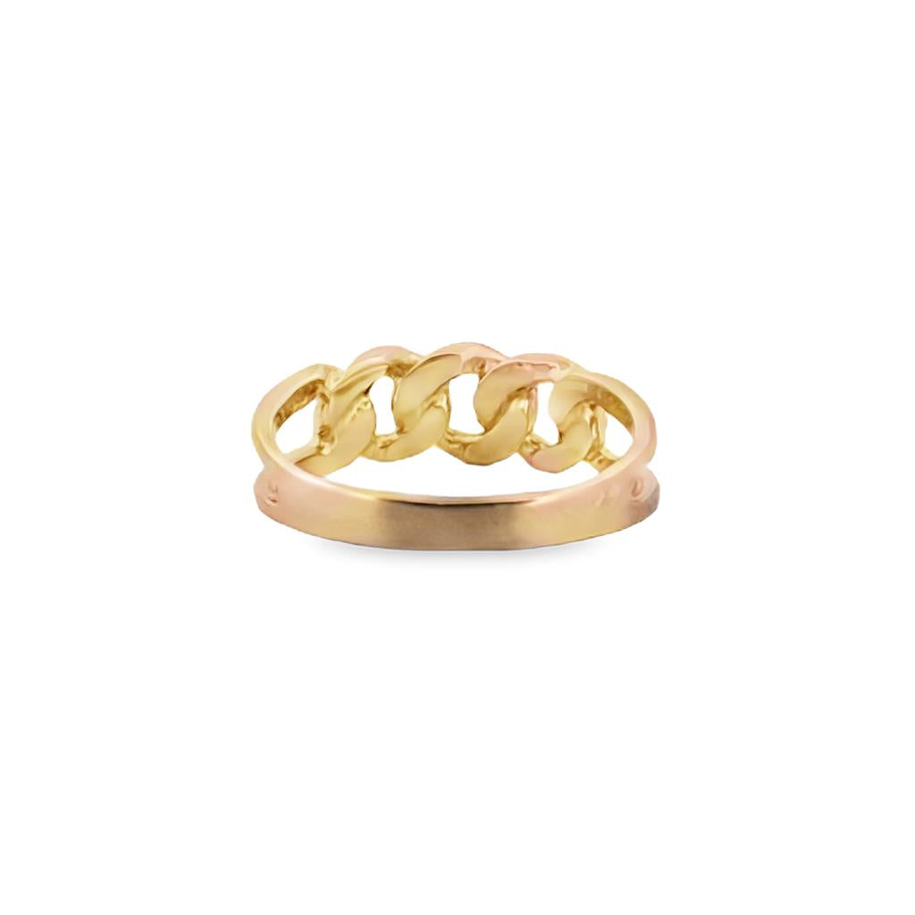 18K Yellow Gold Chain Link Split Shank Ring – 6mm