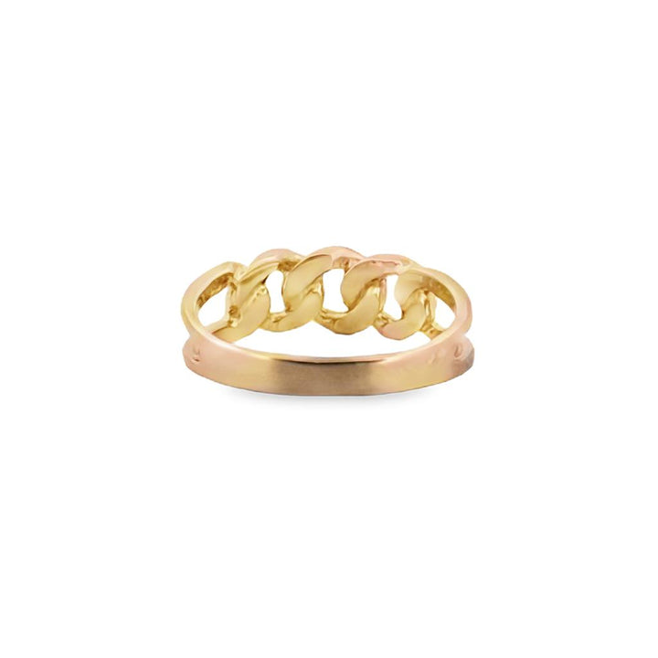 18K Yellow Gold Chain Link Split Shank Ring – 6mm