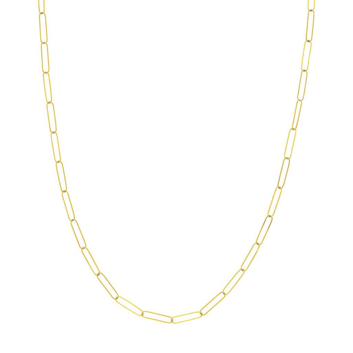 3.4mm Yellow Gold Paper Clip Chain Necklace