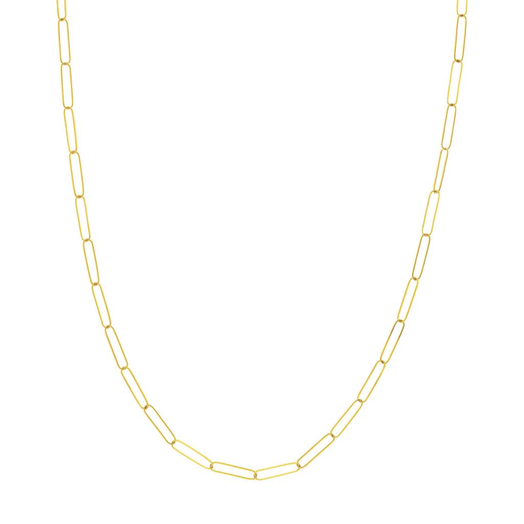 3.4mm Yellow Gold Paper Clip Chain Necklace