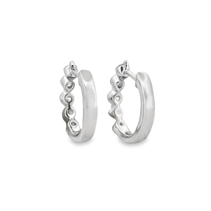 1.00 CTW Diamond Hoop Earrings in 14K White Gold – 15mm