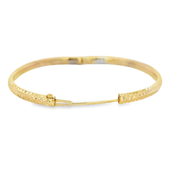 Pre-Owned 14K Yellow Gold 4.5mm Textured Hinged Bangle Bracelet