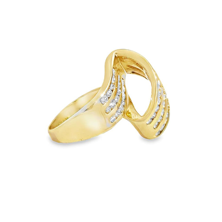 1.15 CTW Diamond 14K Yellow Gold Large Swirl Ribbon Ring