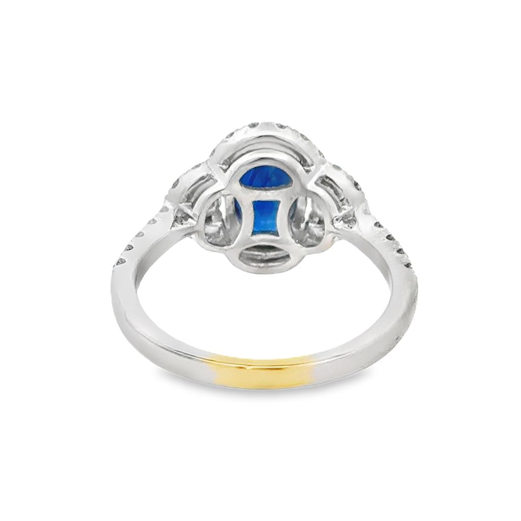2.04 CT Oval Sapphire & 0.64 CTW Round Diamond 14K White Gold Ring