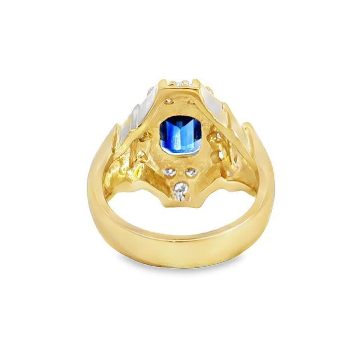 3.69 CT Sapphire & 0.80 CTW Diamond 18K Yellow Gold Octagonal Ring - GIA