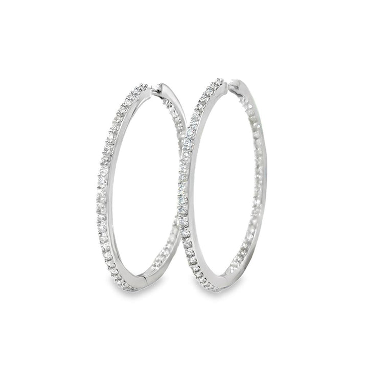 1.75 CTW Diamond Inside-Out Hoop Earrings in 14K White Gold