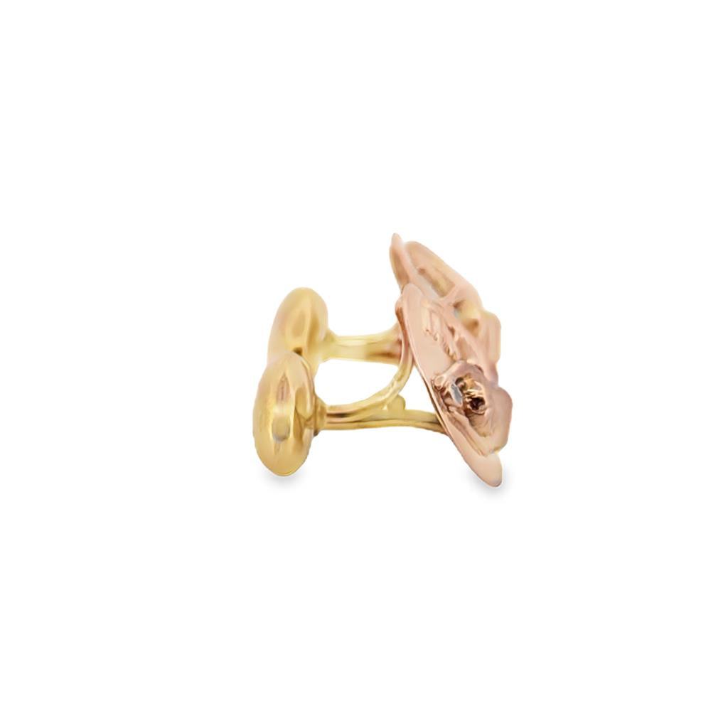 Vintage Victorian Mermaid & Diamond Cuff Links, 14K Yellow Gold