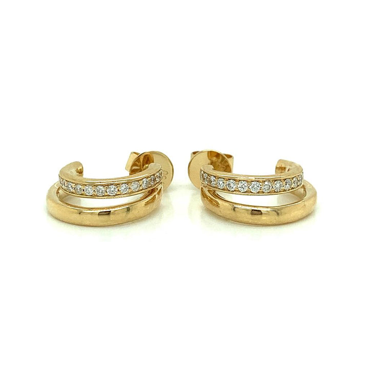 Double Diamond & Gold Hoop Earrings