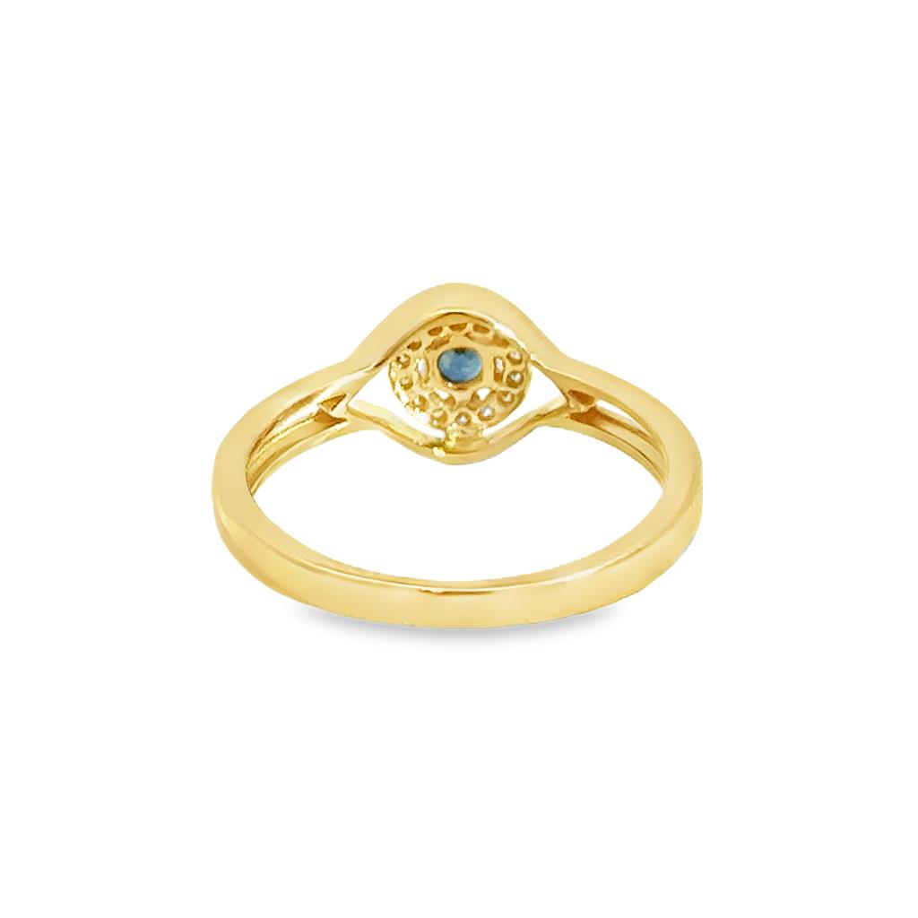0.07 CTW Diamond & Sapphire 14K Yellow Gold Dainty Split Shank Ring – Size 5.25