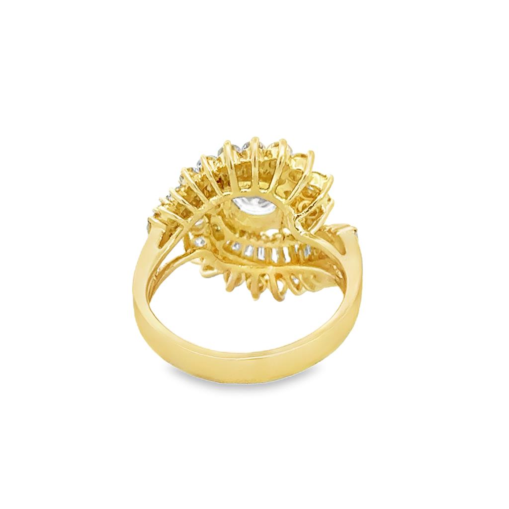 1.75 CTW Diamond Cluster 14K Yellow Gold Baguette & Round Ring