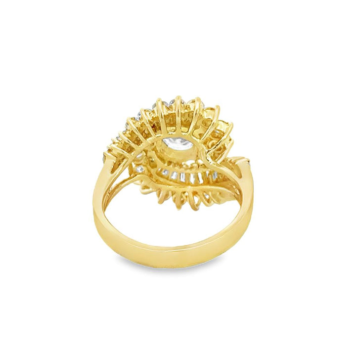 1.75 CTW Diamond Cluster 14K Yellow Gold Baguette & Round Ring