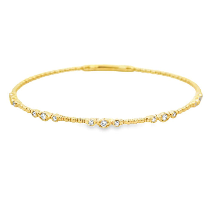 0.35 CTW Diamond 14K Yellow Gold Flexible Bangle Bracelet