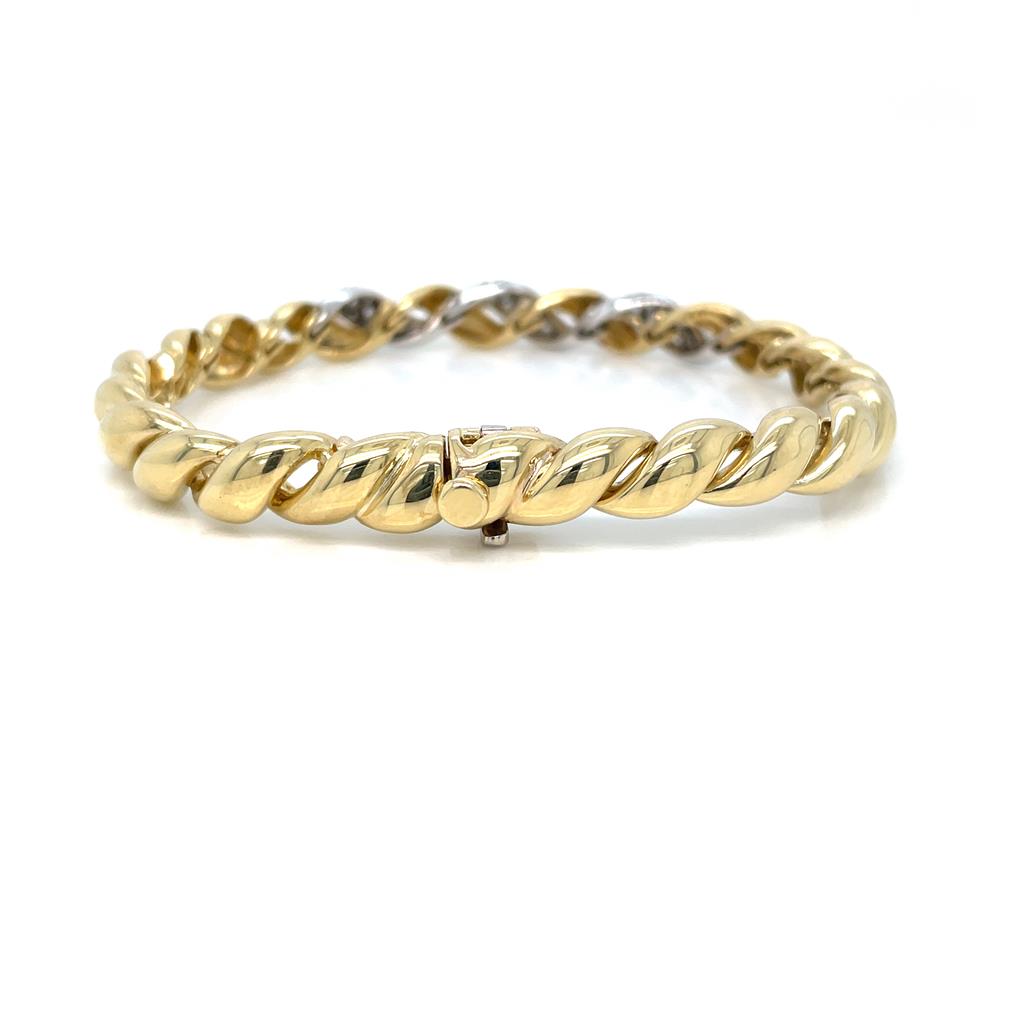 Sal Praschnik 18KY Gold Curved Link Bangle Bracelet