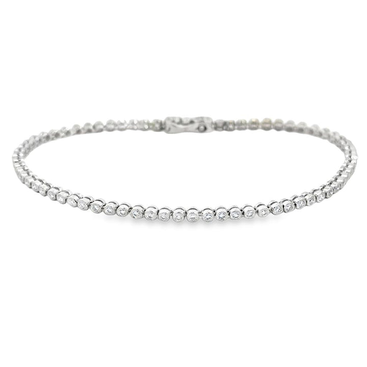 1.08CTW Diamond Tennis Bracelet – 7 3/4" | 14K White Gold | Bezel Set