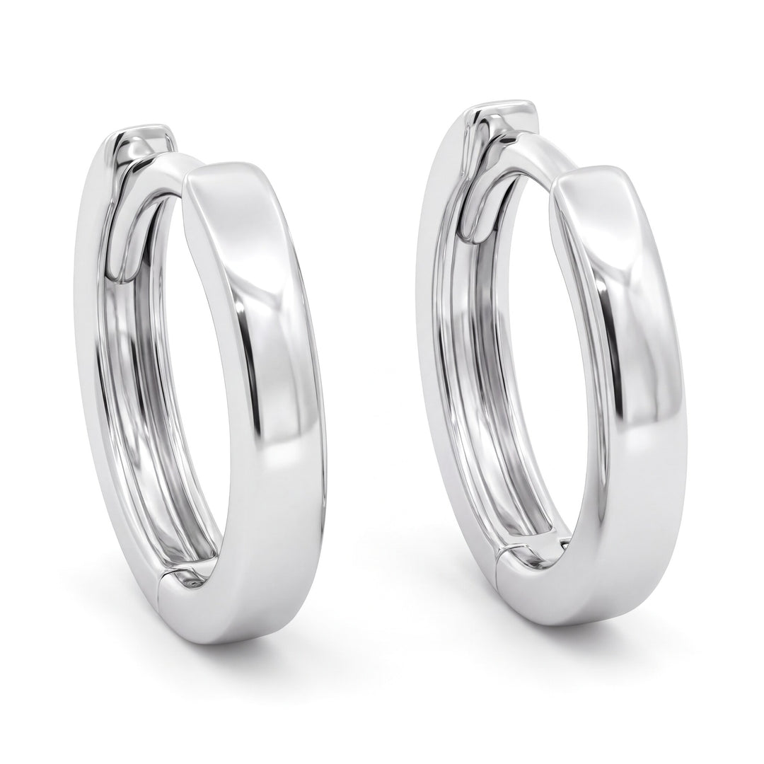 14K White Gold Huggie Hoop Earrings
