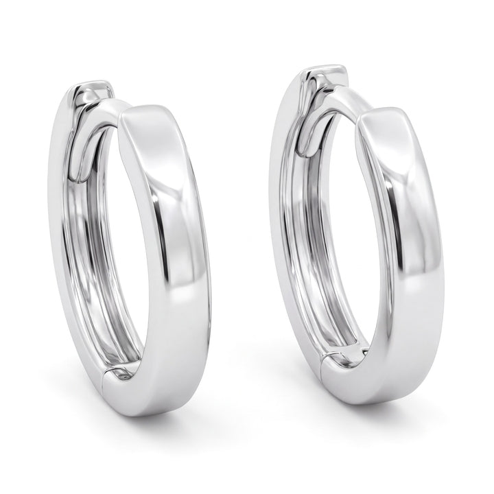 14K White Gold Huggie Hoop Earrings