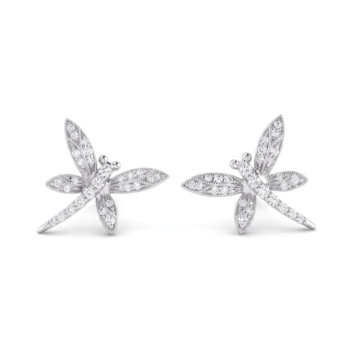 0.34 CTW Diamond Platinum Dragonfly Earrings – 14mm