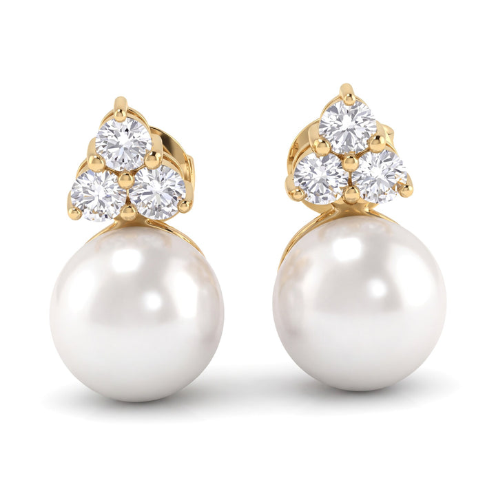 0.53 CTW Diamond &amp; 9mm Akoya Pearl 14K Yellow Gold Earrings