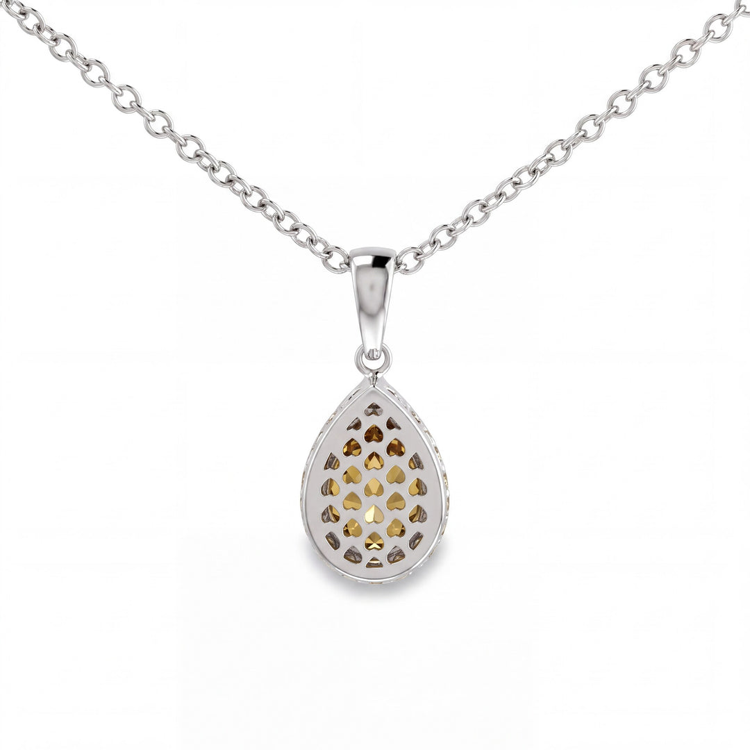 4.24 CT Fancy Yellow Diamond 18K White Gold Pendant Necklace