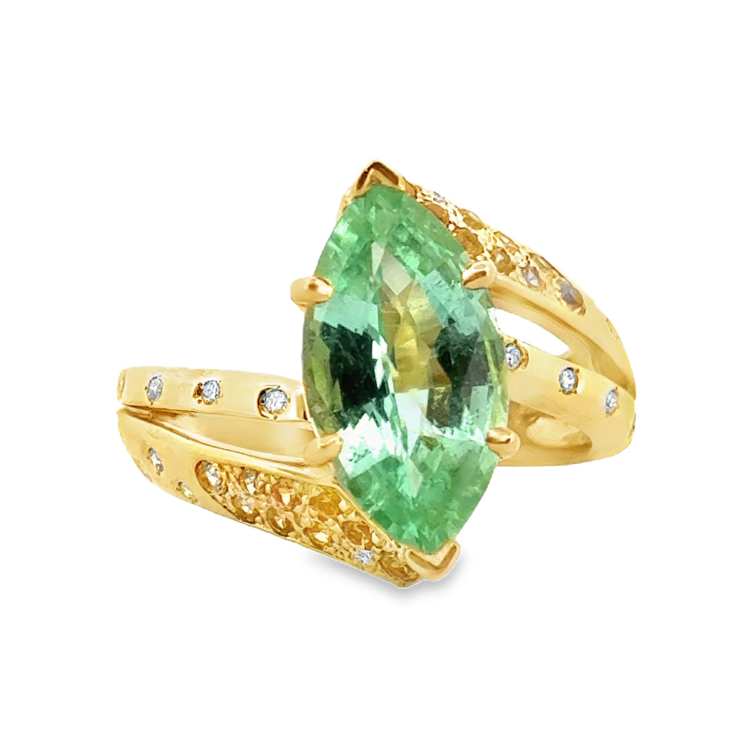 Tourmaline and Diamond 18K Yellow Gold Ring